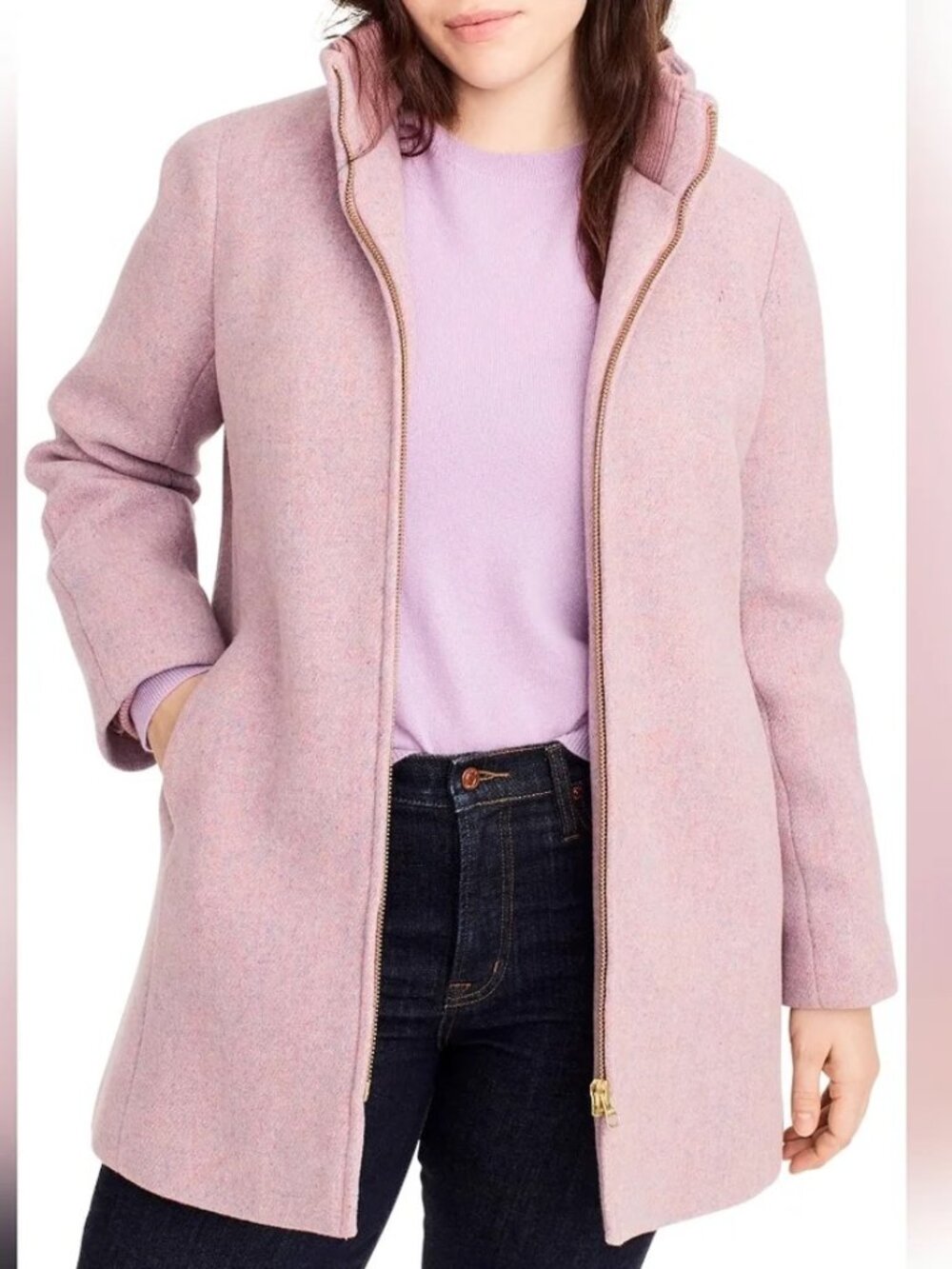 J. Crew Wool Lodge Coat in Italian Stadium-Cloth Nello Gori Light Pink $365 Sz 6